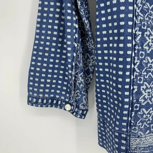 J.CREW Boho Chambray Top Womens Size 2 Blouse Blue Crew Neck Cotton Peasant - Picture 7 of 12